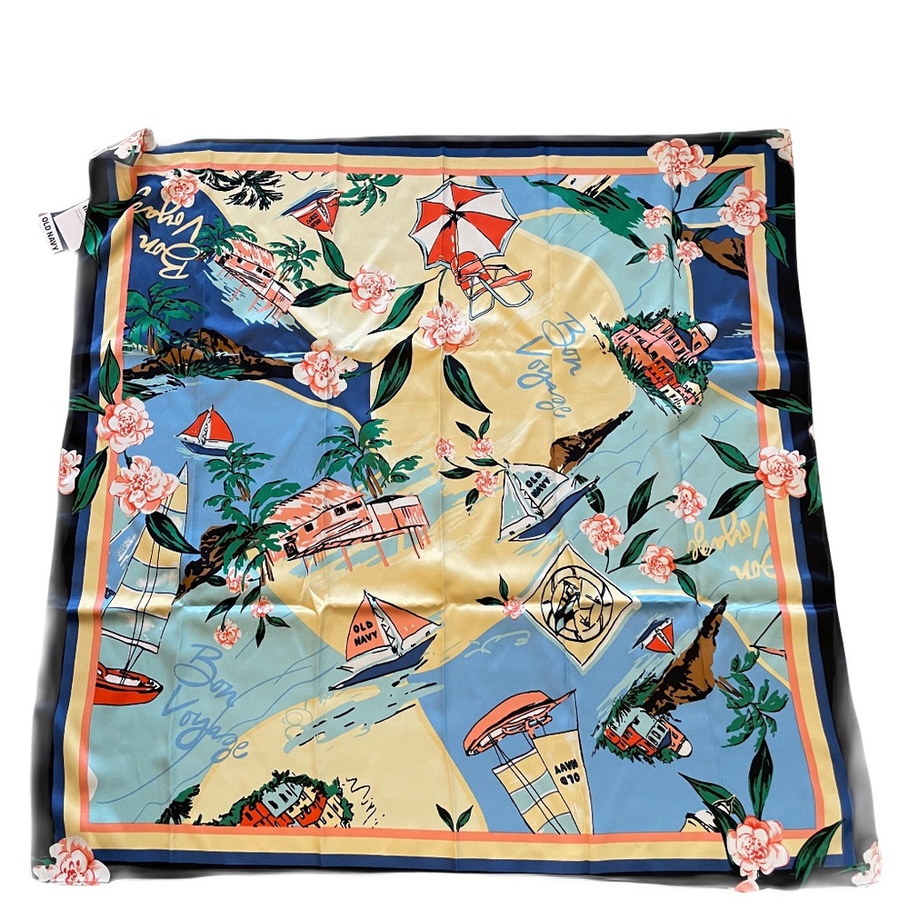 ❤️ OLD NAVY BON VOYAGE PRINTED HEAD SCARF NEW